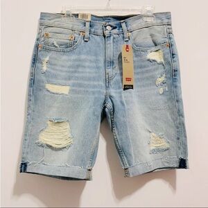 NWT Levi’s 511 Men’s Slim Cut-Off 10” Distressed Light Wash Denim Jean Shorts